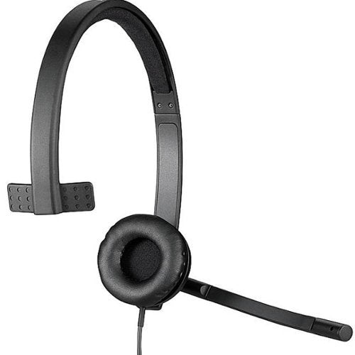 Logitech - H570e Mono Wired Over-the-Ear Headset - Black