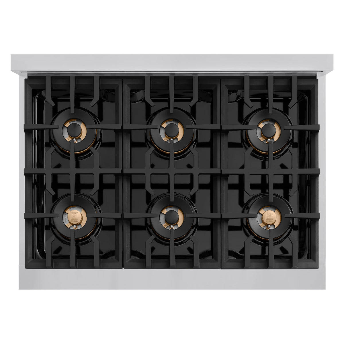 ZLINE - Autograph 36 in. 5.2 cu. ft. Classic Freestanding DuoPro Gas Range with Convection Oven & Champagne Bronze Accents - Stainless Steel