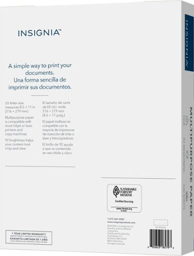 Insignia™ - Multipurpose 8.5" x 11" 500-Count Paper - White