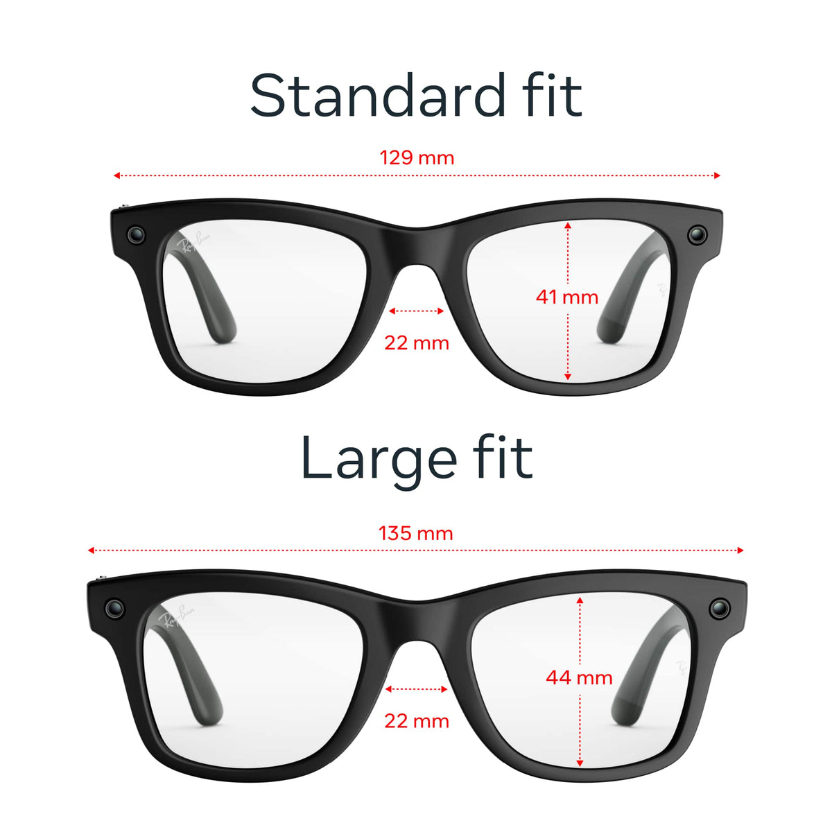 Ray-Ban Meta - (Gen 3) Wayfarer Large, AI Glasses with Camera - Clear Lenses - Matte Black