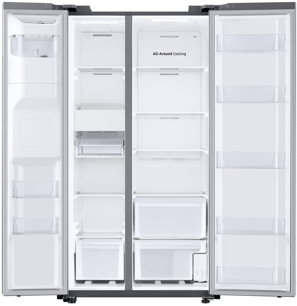 Samsung - 36 in. Wide Bespoke AI 27 cu. ft. Side-by-Side Refrigerator with Sphere Ice and External Water & Ice Dispenser - Stainless Steel