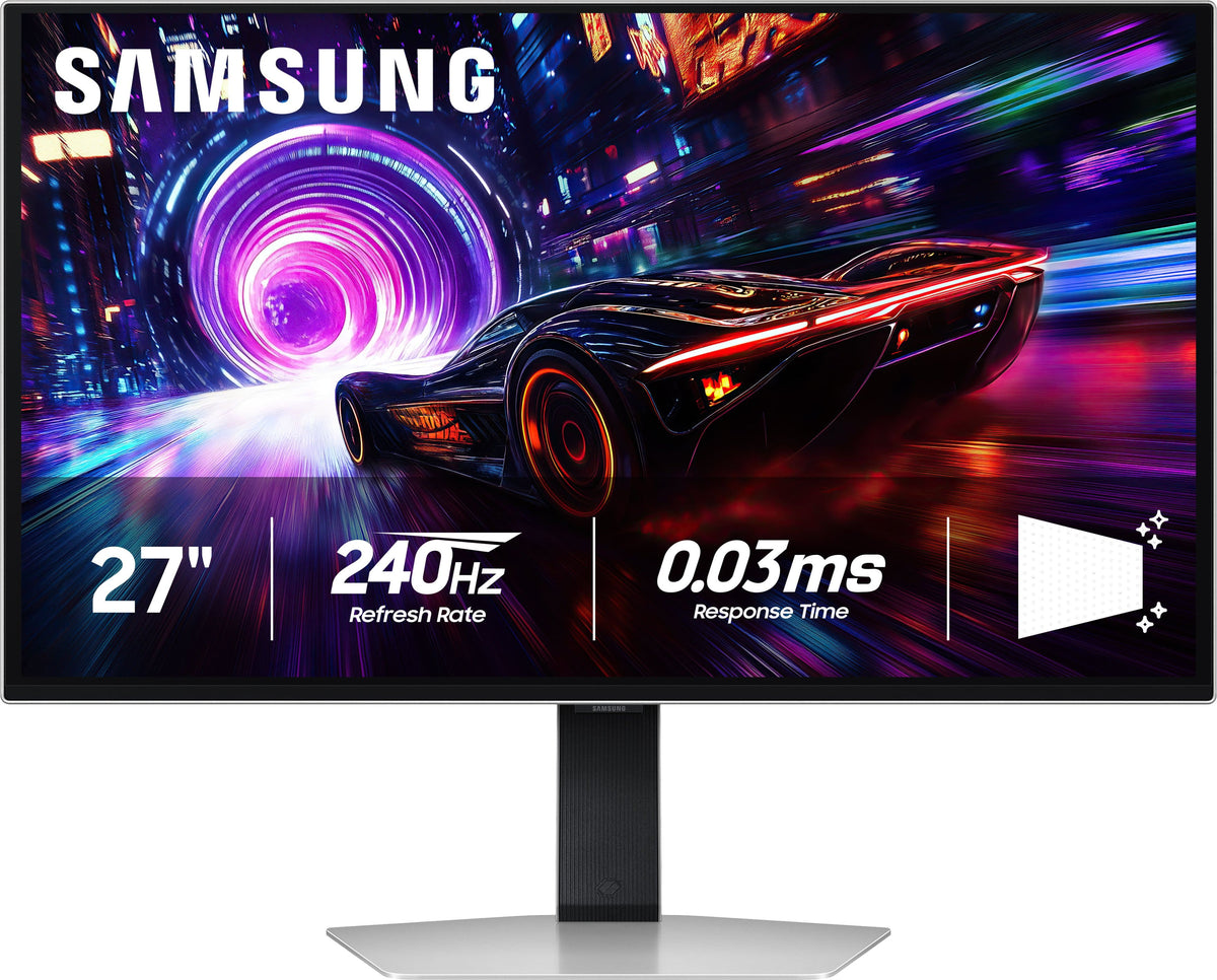 Samsung - 27" Odyssey OLED G8 (G81SF), 4K UHD, 240Hz, 0.03ms, AMD FreeSync Premium Pro, Glare Free, HDR 400 Gaming Monitor - Silver