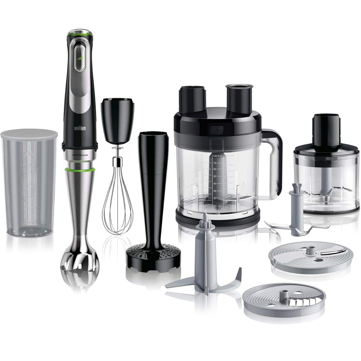 Braun - MultiQuick 9 3-Speed Hand Blender with Electric Handheld Mixer, Food Processor & Food Chopper - Black