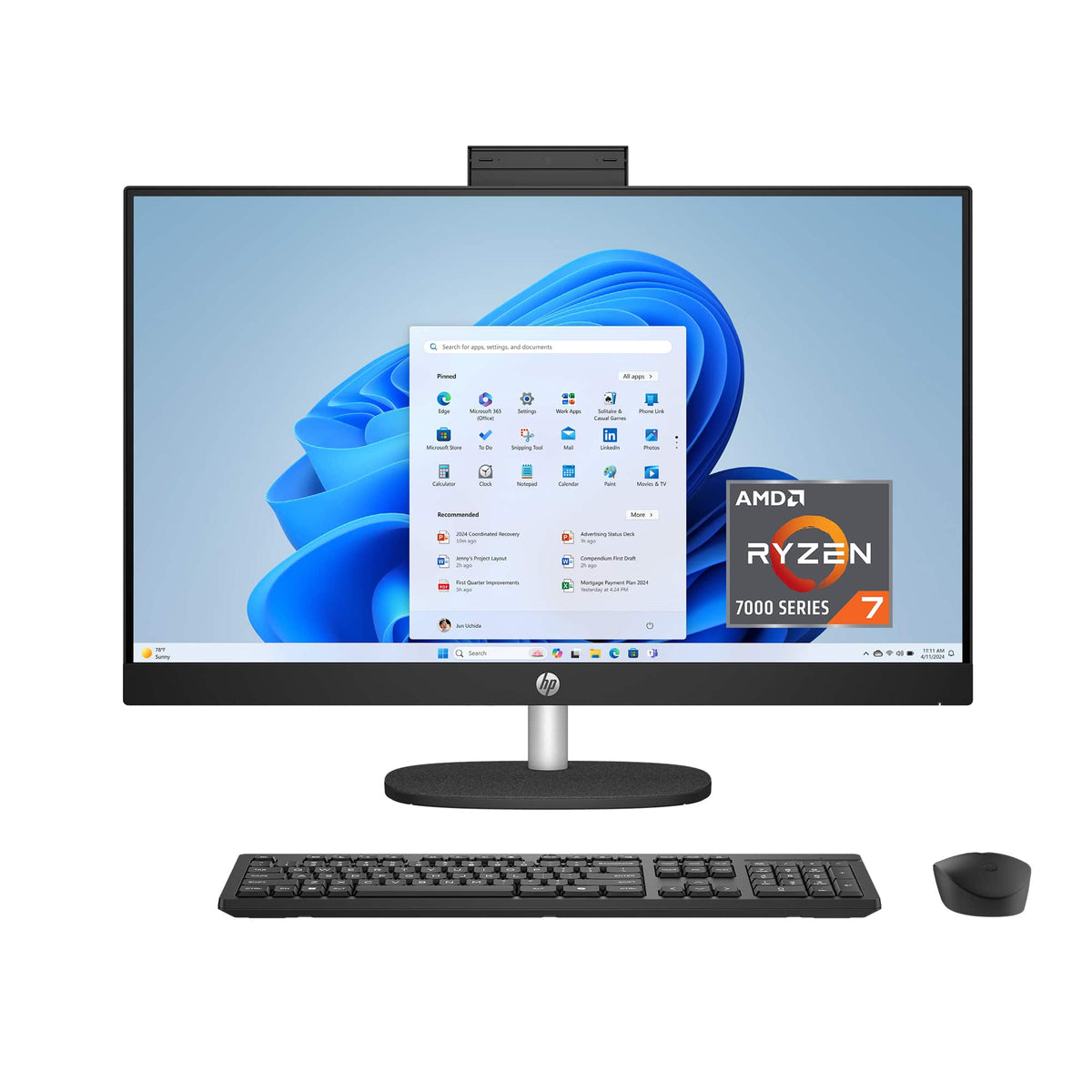 HP - 27" Full HD All-in-One with Adjustable Height - AMD Ryzen 7 7730U - 8GB Memory - 512GB SSD - Jet Black