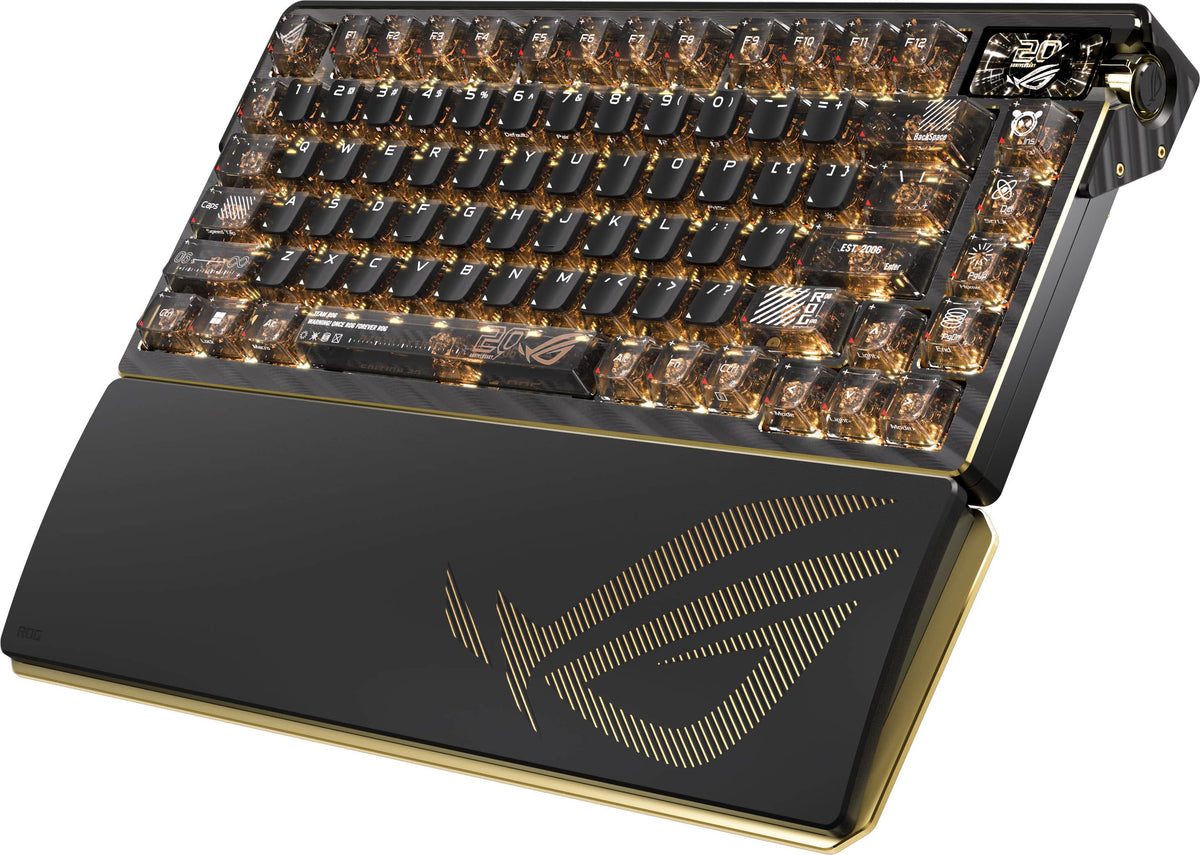 ASUS - ROG Azoth Extreme 75% Wireless Mechanical Gaming Keyboard with ROG NX V2 Snow Linear Switches and Color OLED Touchscreen - 20th Edition