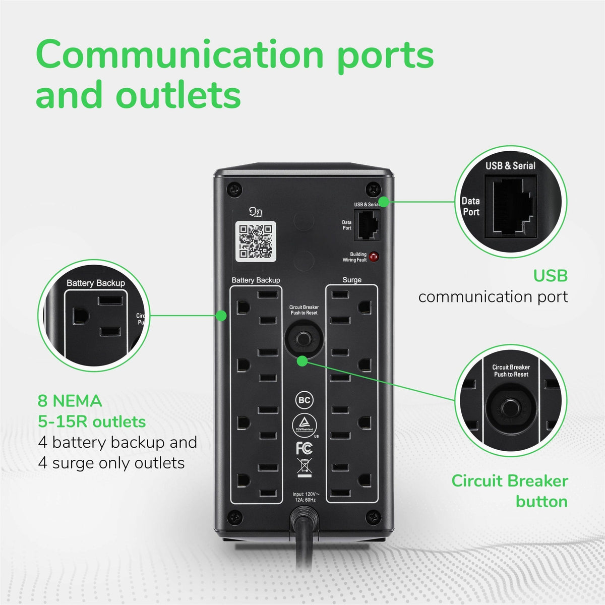 APC - UPS Battery Backup Pro, 1050VA/600W, Tower, 8 Outlets, LCD Display - Black