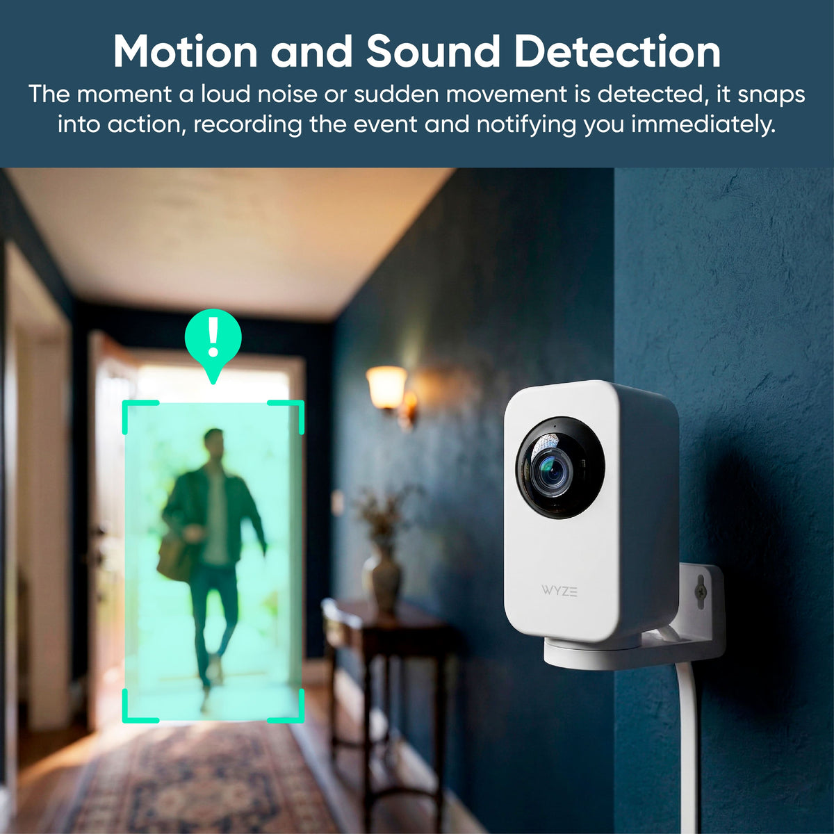 Wyze - Indoor Cam Pan 2K Indoor Pan/Tilt Wired Security Camera with Motion Tracking, Color Night Vision and 2-Way Audio - White