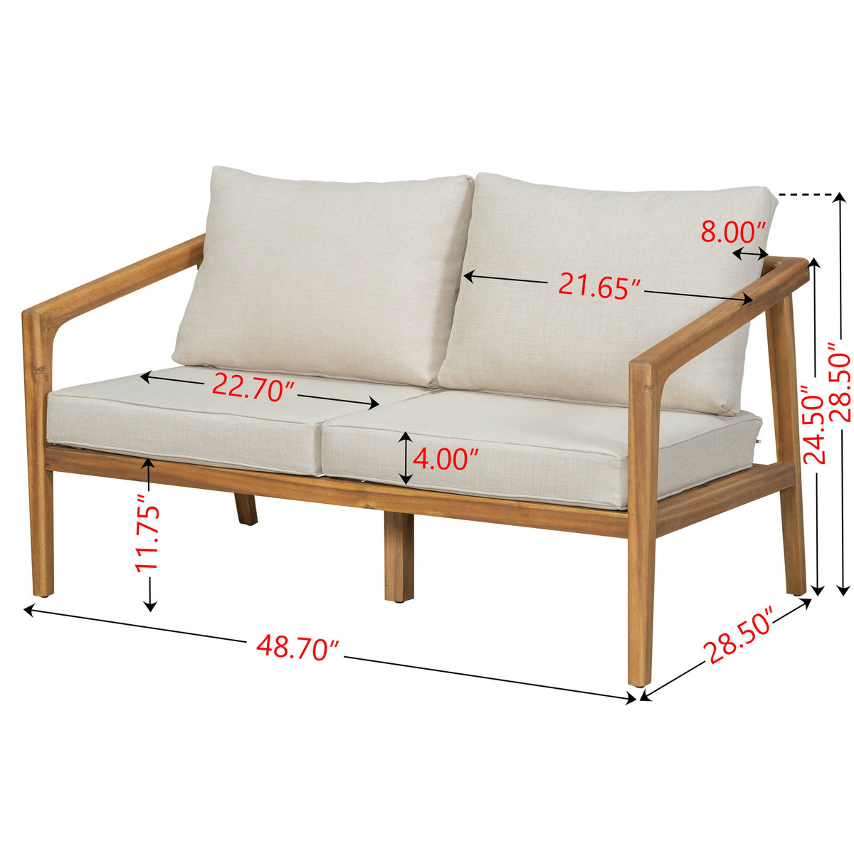 Westin - Outdoor Acacia Wood Loveseat - Teak / Beige