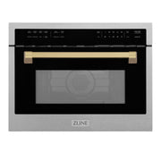 ZLINE - Autograph 24 in. 1.6 cu. ft. Built-in Convection Microwave Oven with Sensor Cooking in Satin with Champagne Accents - Satin Stainless Steel