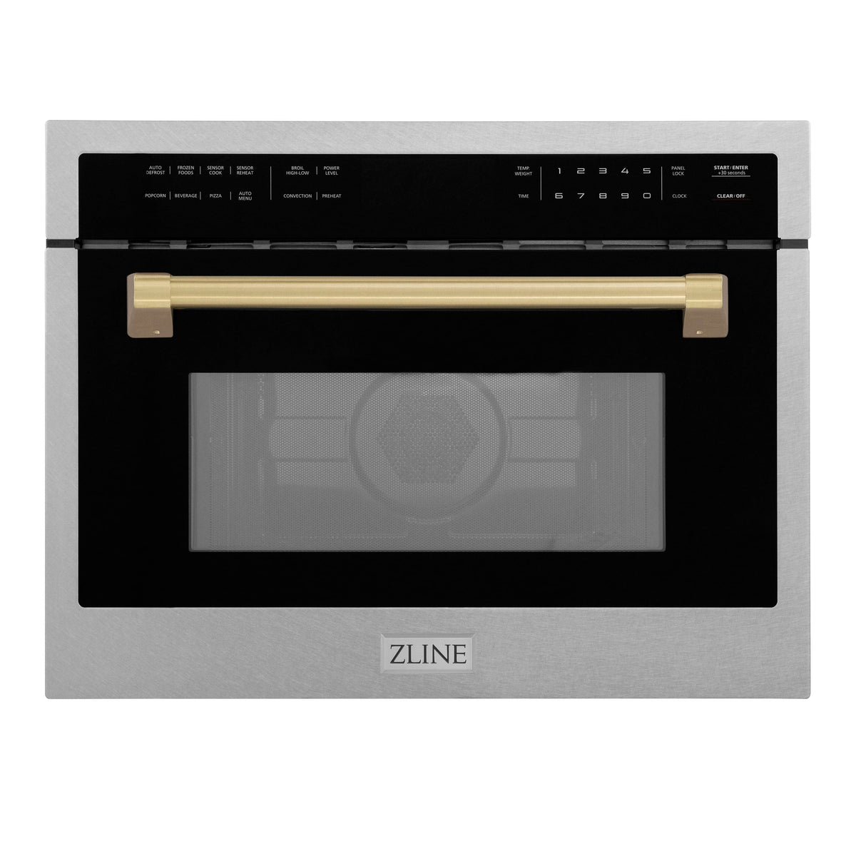 ZLINE - Autograph 24 in. 1.6 cu. ft. Built-in Convection Microwave Oven with Sensor Cooking in Satin with Champagne Accents - Satin Stainless Steel