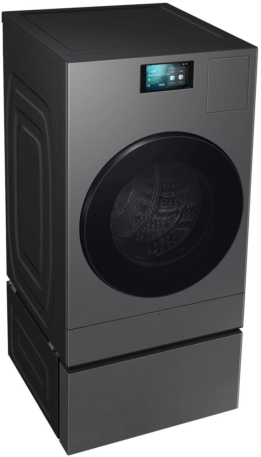 Samsung - Bespoke AI All-in-One Washer/Dryer Laundry Pedestal with Storage Drawer - Dark Steel