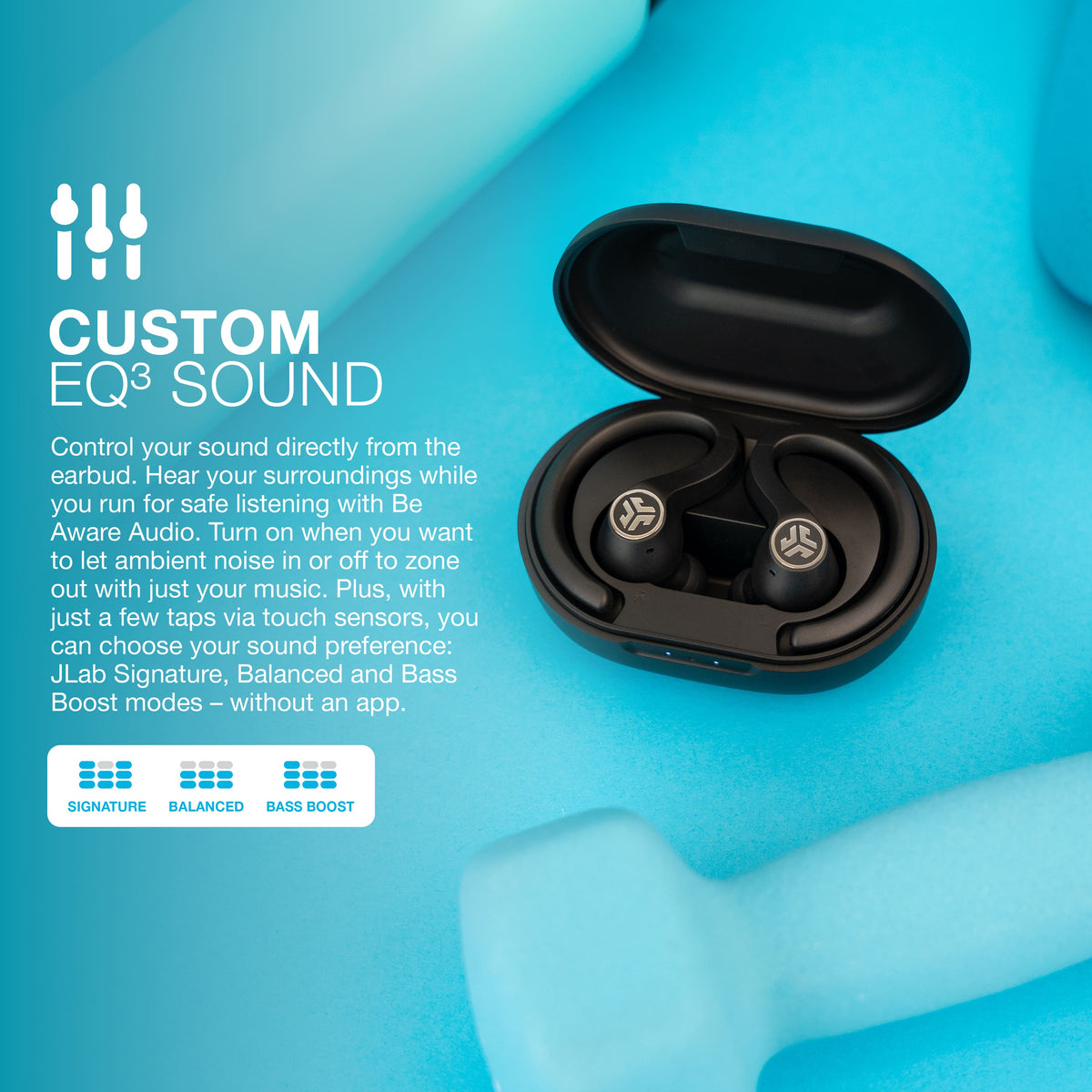 JLab - JBuds Air Sport True Wireless Earbuds - Black