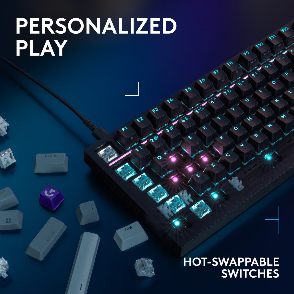 Logitech - G316 X 98 Gaming Wired RGB LIGHTSYNC Keyboard with Hot-Swappable Tactile Switches and Gasket Structure for PC - Black