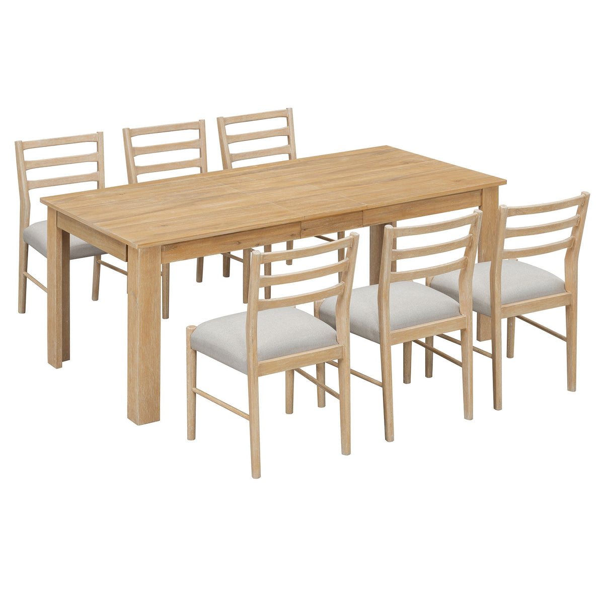 Set de comedor de 7 piezas con mesa extensible, 2 cajones y 6 sillas tapizadas