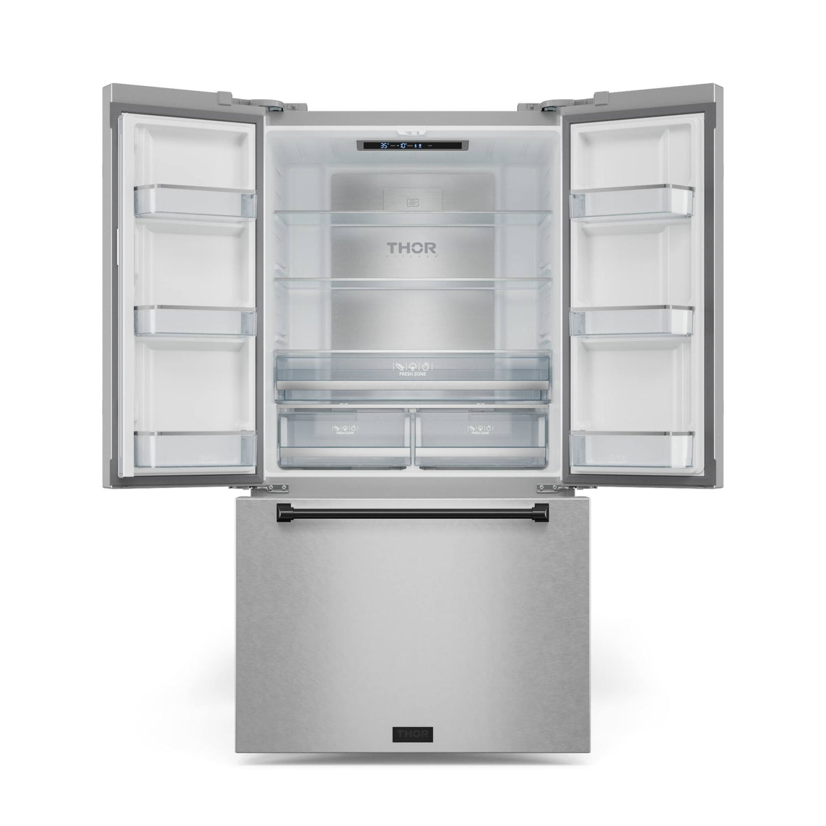 36 in. Wide Gordon Ramsay Series by Thor Kitchen 20.3 Cu. Ft. Counter Depth Refrigerator with Black Hardware - Stainless Steel