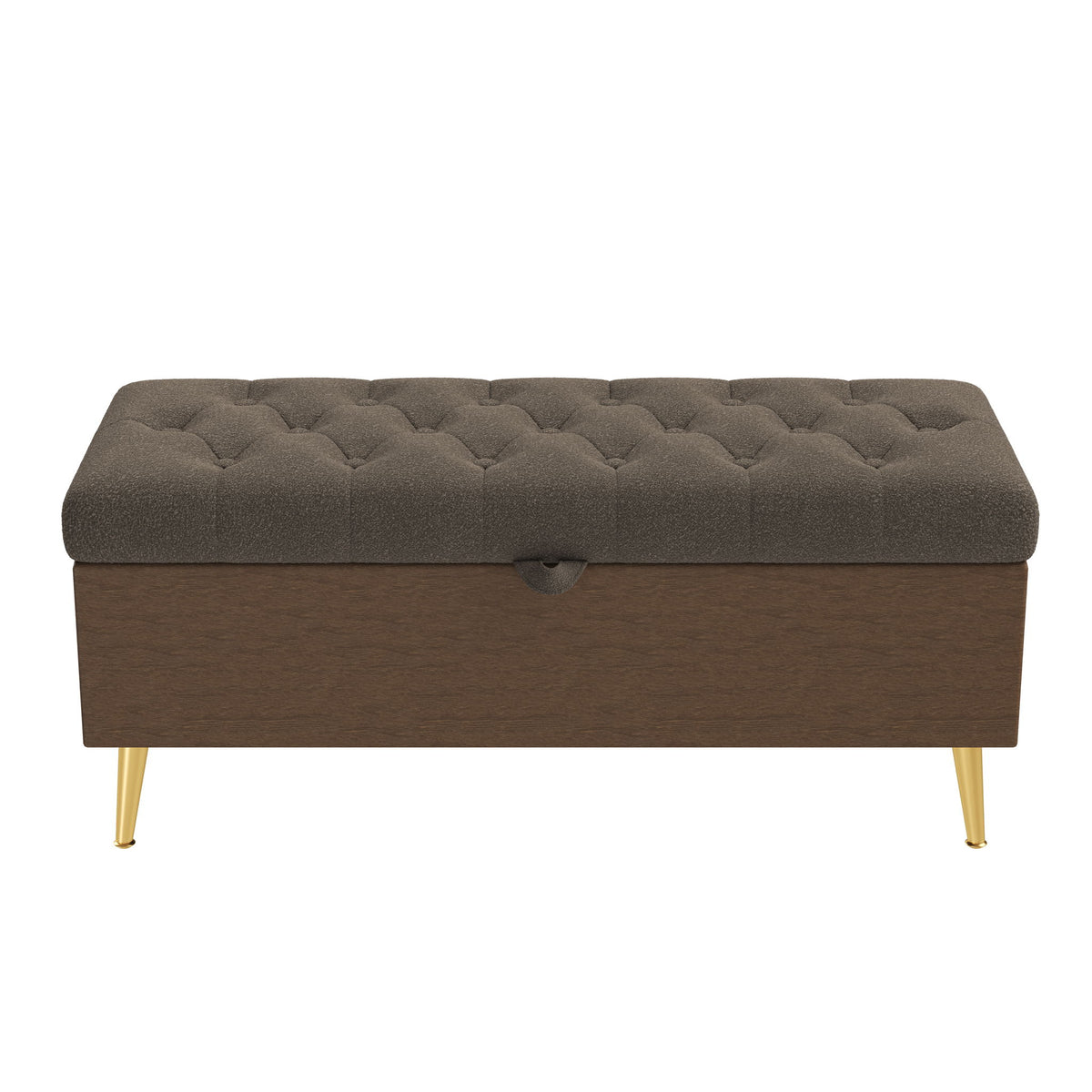 Modern Tufted Storage Ottoman Bench With Metal Legs