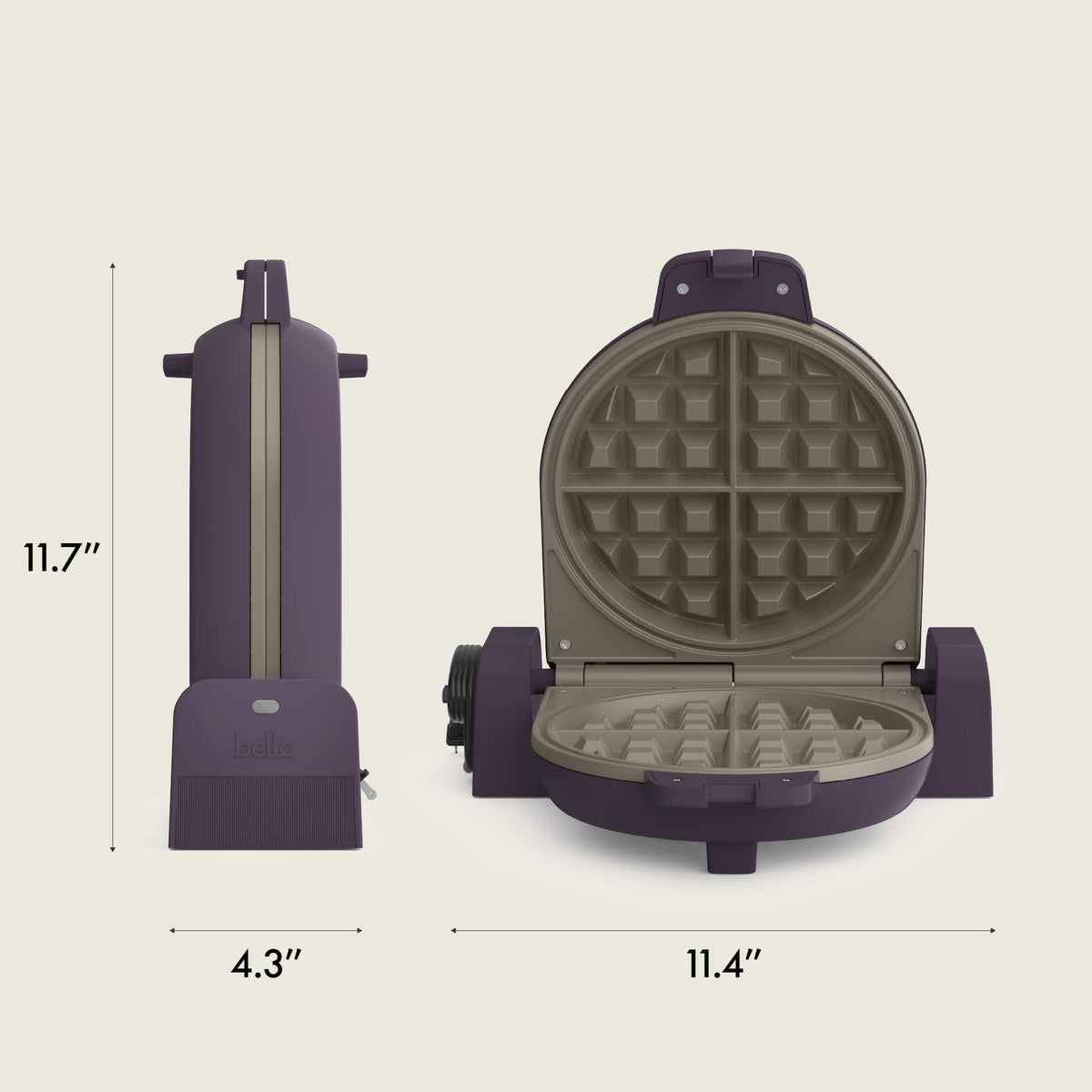 Bella - Fits-anywhere Kitchenware: Flip & Store Belgian Waffle Maker - Plum