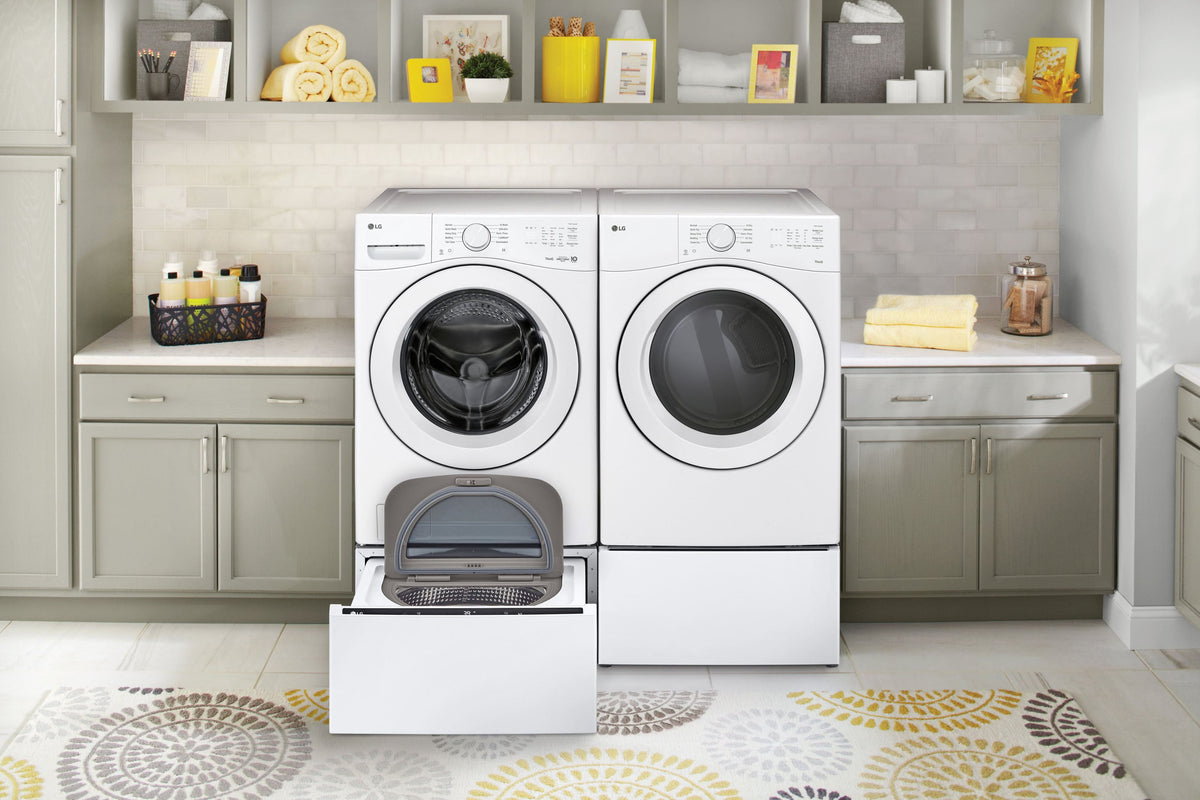 LG - 7.4 Cu. Ft. Ultra Large Stackable Smart Electric Dryer with AI Sensor Dry and LoDecibel Quiet Operation - White