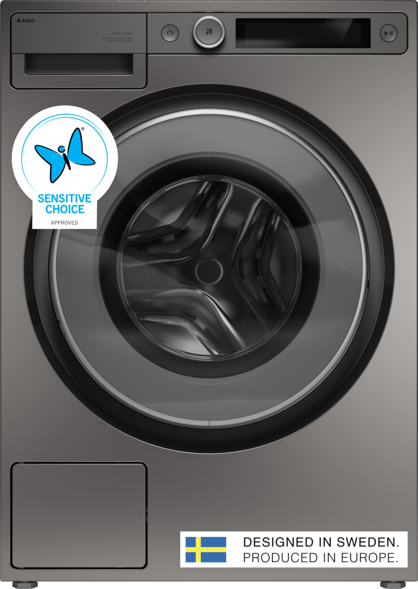 Asko - 2.8 Cu.Ft. High-Efficiency Front Load Washer, Auto Dose, Steel Seal, 24.3 lb capacity, 1400 RPM max spin, Stackable - Titanium