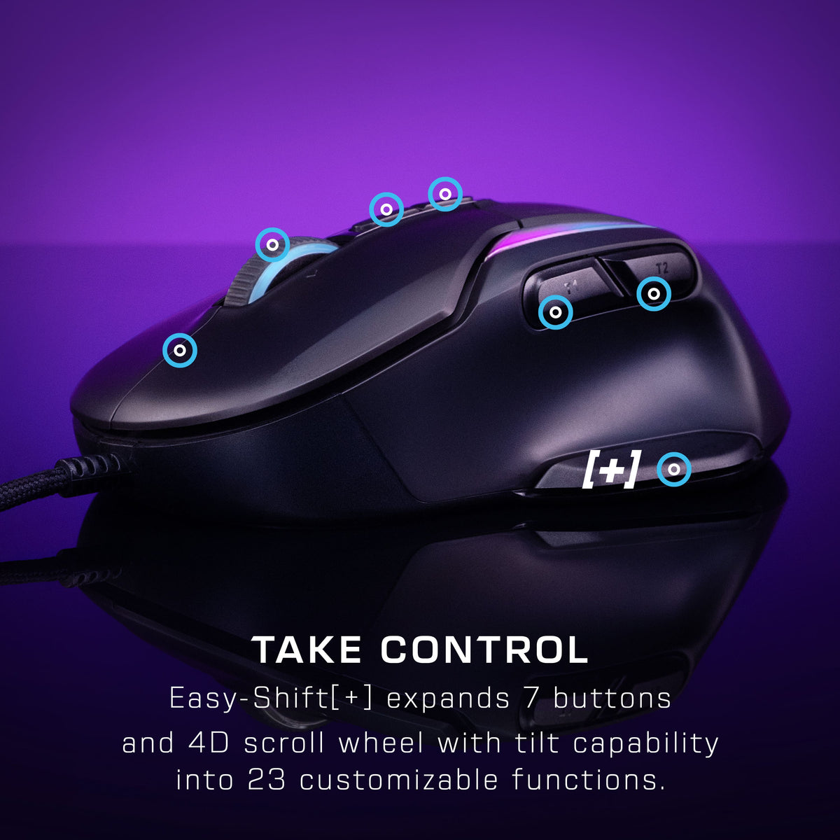 Turtle Beach - Kone II Wired Optical Gaming Mouse with RGB Lighting - Wired - Ash Black