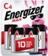 Energizer - MAX C Batteries (4 Pack), C Cell Alkaline Batteries