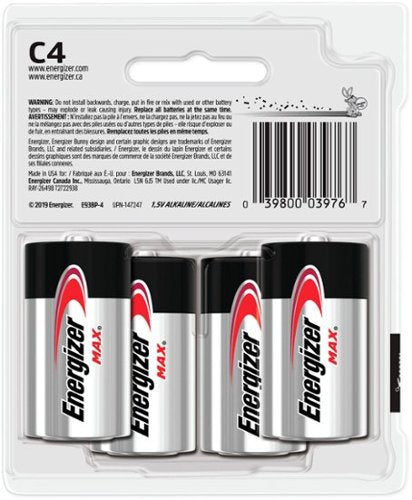 Energizer - MAX C Batteries (4 Pack), C Cell Alkaline Batteries