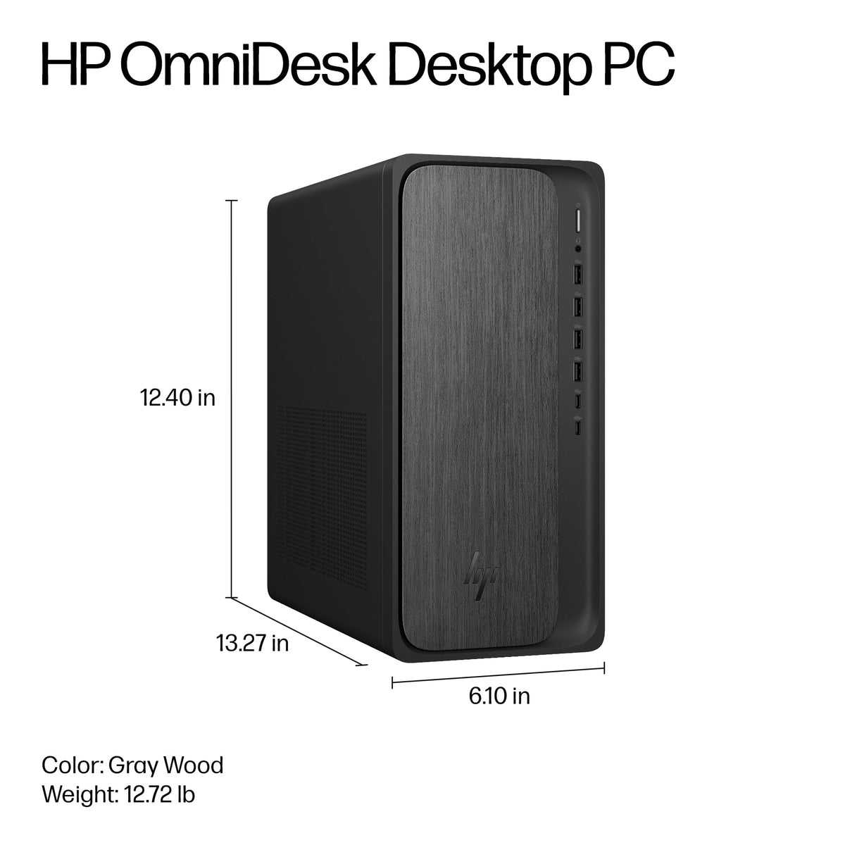 HP - OmniDesk Desktop - AMD Ryzen 3 8300G 2024 - 8GB DDR5 Memory - 256GB SSD - Gray Wood