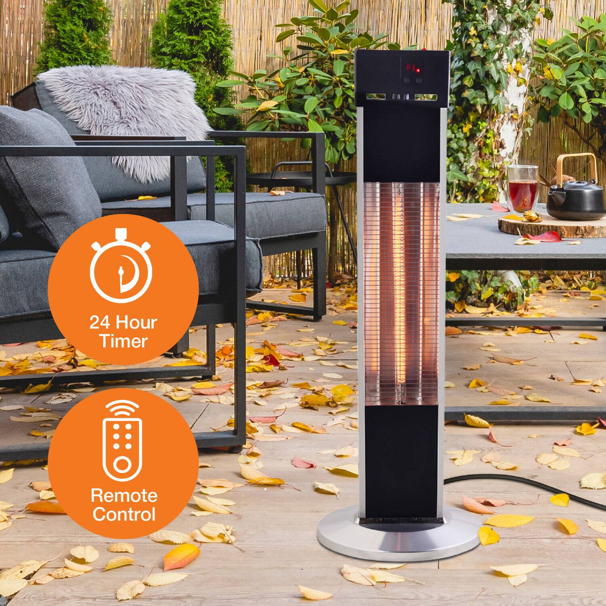 Lifesmart - Outdoor Infrared Tower Heater - Black