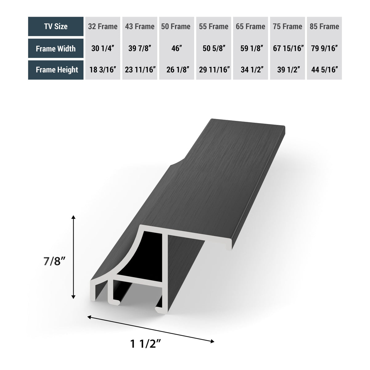 Deco TV Frames - Alloy Scoop Bezel for Samsung The Frame and Frame Pro TV - 55" - Anodized Black