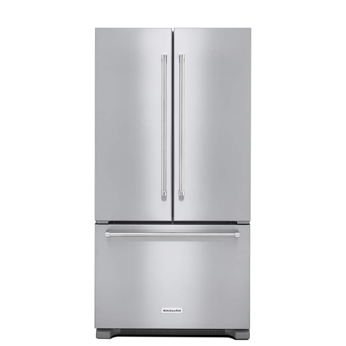KitchenAid - 36 in. Wide 22 cu. ft. Counter Depth French Door Refrigerator with Interior Dispense - Stainless Steel