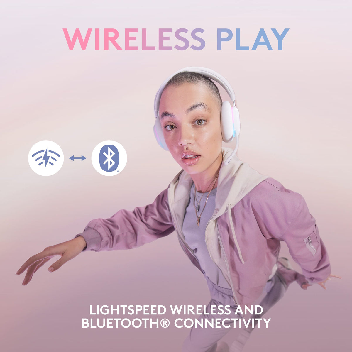 Logitech - G735 Aurora Collection Wireless Over-the-Ear Gaming Headset for Windows, Mobile - White Mist