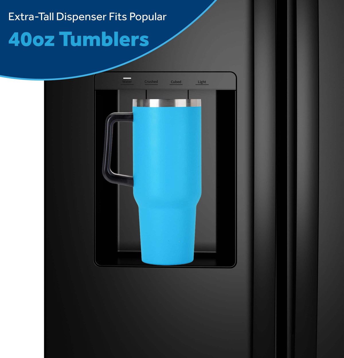 GE - 36 in. Wide 23.6 Cu. Ft. Freestanding Counter-Depth Side-By-Side Refrigerator ith Extra Tall Water and Ice Dispenser - Black