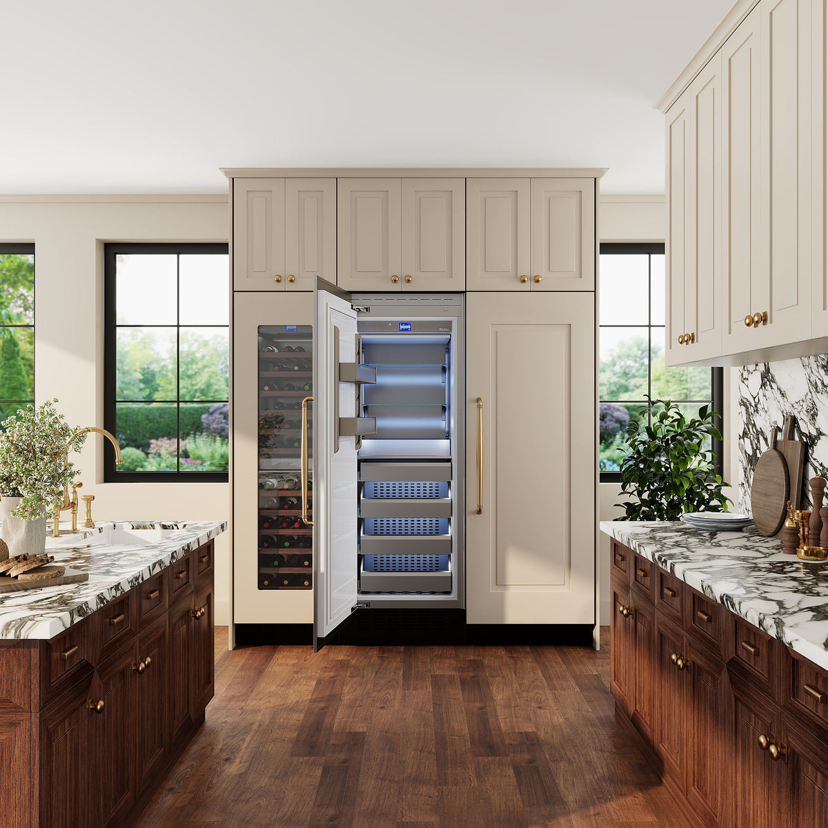 Viking - 30"W 16.0 cu. ft VEIL Integrated Upright Built-in Column Freezer-Custom Panel _RH - Custom Panel Ready