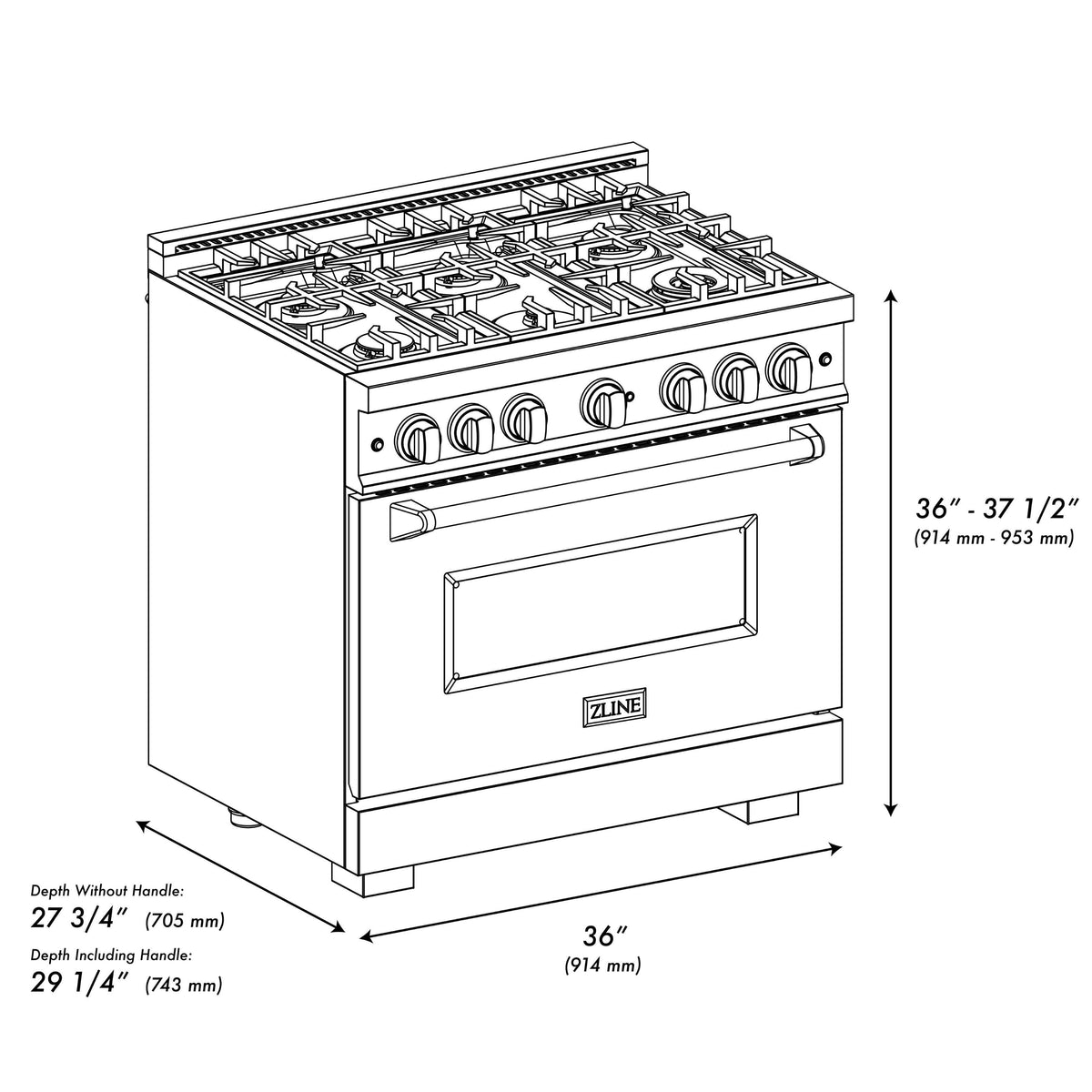 ZLINE - 36 in. Wide 6 Burner Autograph Classic Dual Fuel Range with Gold Accents (CDRZ-BLM-36-G) - White