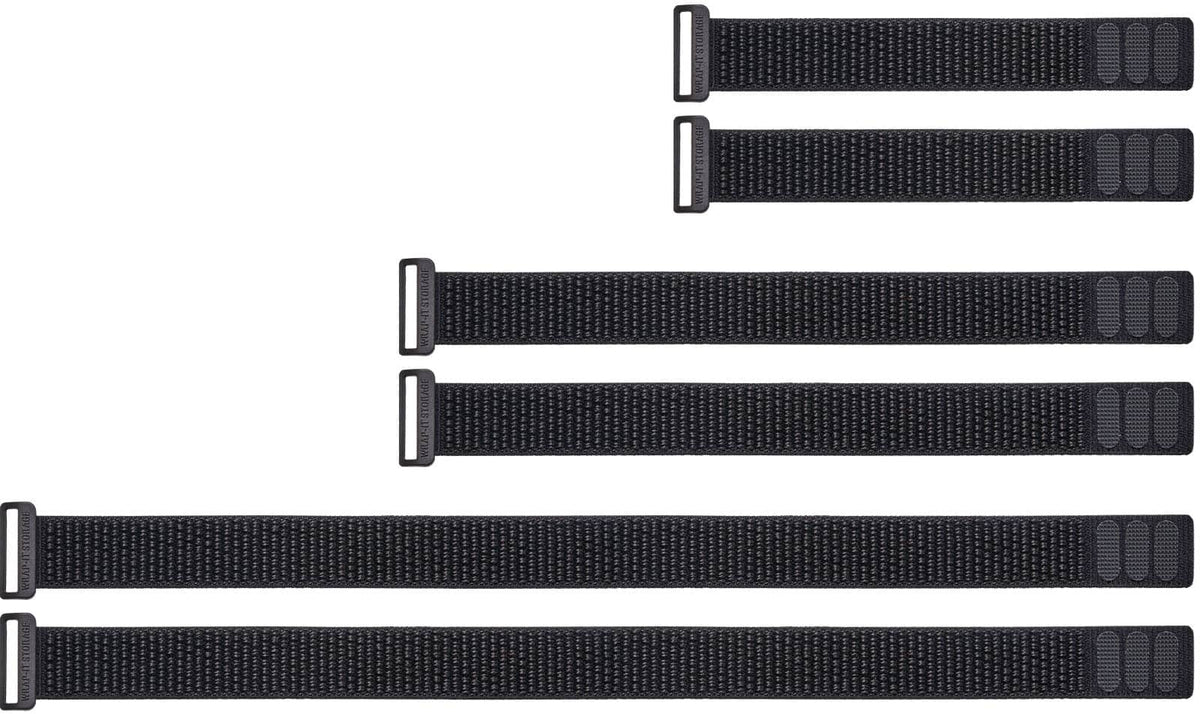 Wrap-It Storage - Cinch-Straps Assorted 6-Pack (5", 8", 12") - Black