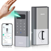 DESLOC - K140 Plus Smart Lock with 10,000mAh Battery Wi-Fi Replacement Deadbolt with Palm Vein Recognition and Auto Lock - Silver