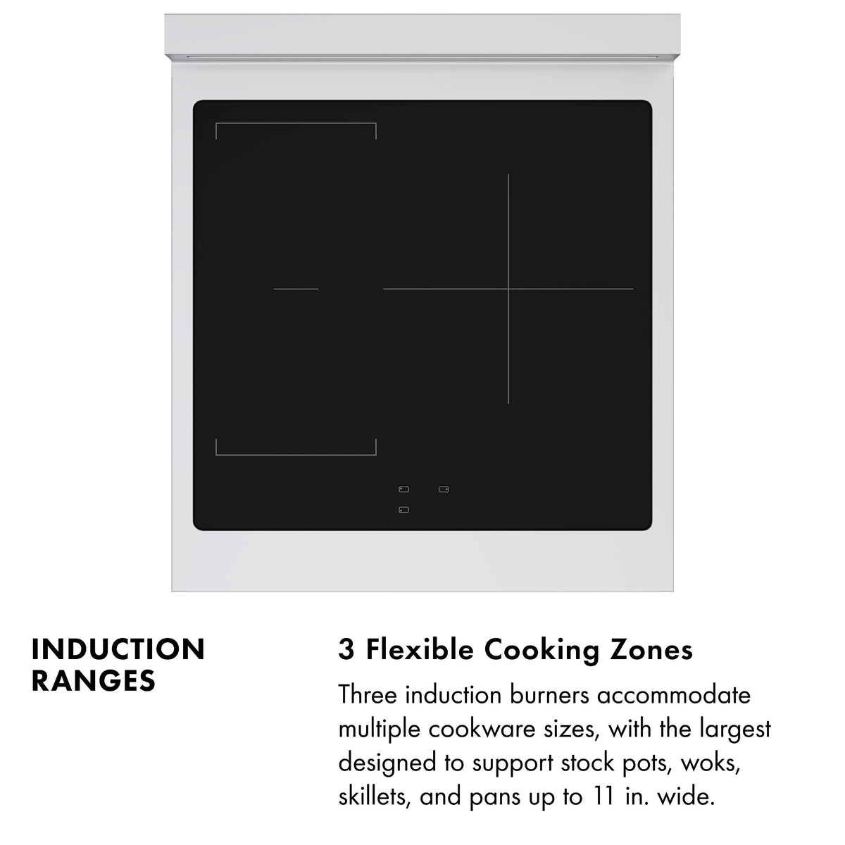 ZLINE - 24 in. Wide 3 Elements Autograph 3.2 cu. ft. Paramount Freestanding Induction Range in Satin Steel with Black Accents - Satin Stainless Steel