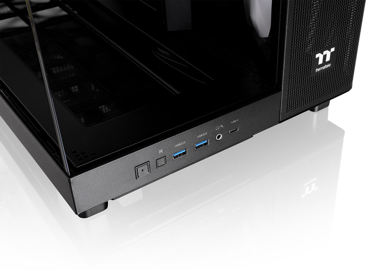 Thermaltake - View 380 XL TG ARGB Dual-Chamber Chassis with Hidden-Connector Motherboard Support ATX Mid Tower PC Case - Black