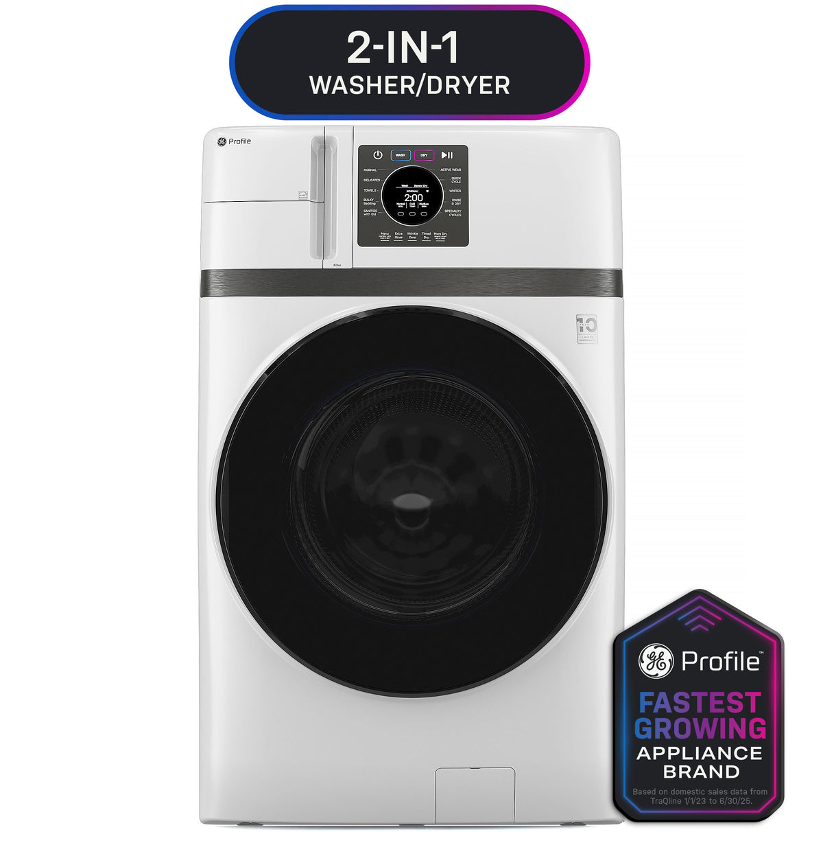 GE Profile - UltraFast 4.6 Cu. Ft. High-Efficiency Smart Front Load Washer and Electric Dryer Combo with Steam and Ventless Heat Pump - White