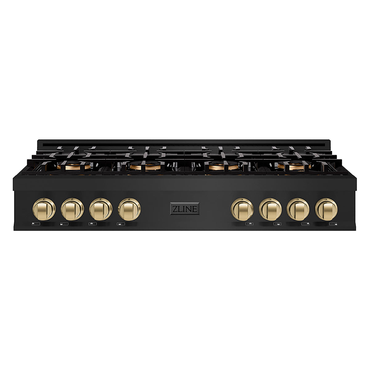 ZLINE - 48 in. Wide 8 Burner Autograph  Black Stainless Classic Rangetop with DuoPro Burners and Bronze Accents (PCRTBZ-48-CB) - Black Stainless Steel