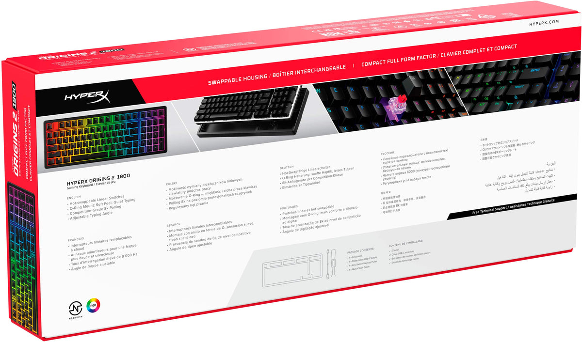 HyperX - Origins 2 1800 Wired Mechanical Linear Red Switch Gaming Keyboard with RGB Back Lighting - Black