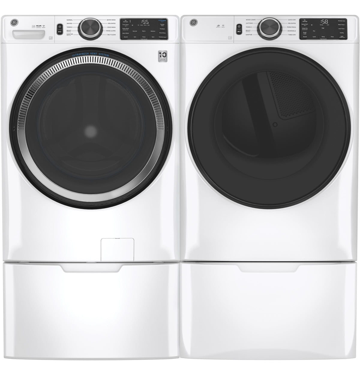 GE - 16” Laundry Pedestal with Storage Drawer for Select Washers and Dryers - White