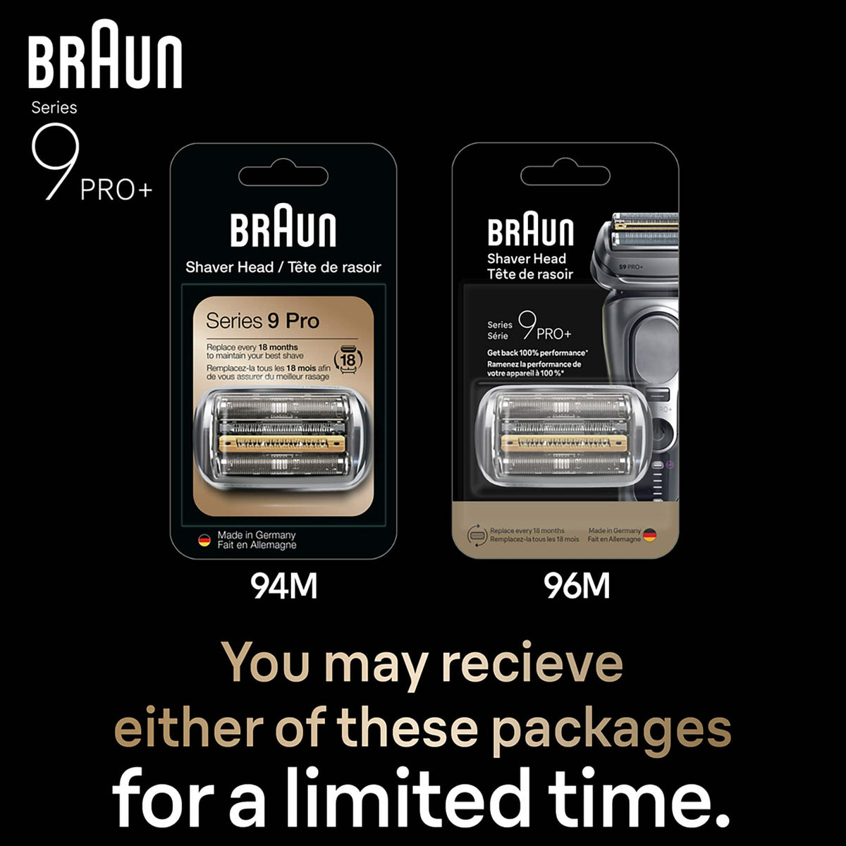 Braun - Series 9 PRO+ Men's Electric Shaver Head Replacement 96M Electric Shavers - Silver