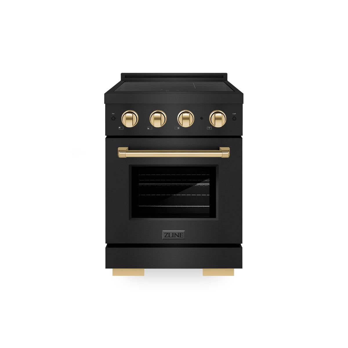 ZLINE - 24 in. Wide 3 Elements Autograph 3.2 cu. ft. Paramount Freestanding Induction Range in Black Steel with Gold Accents - Black Stainless Steel
