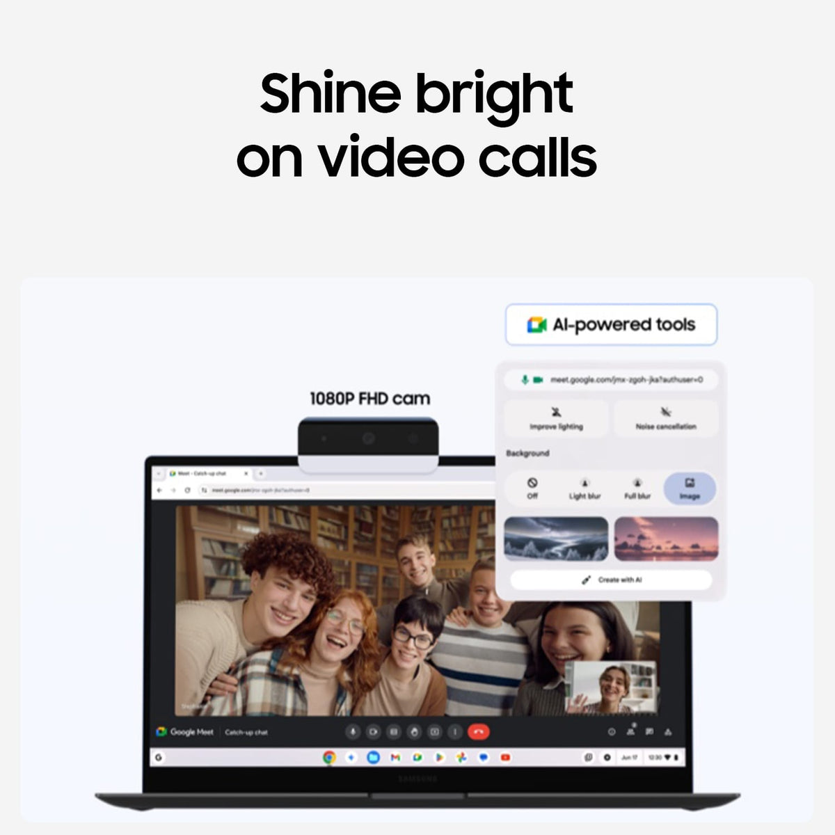 Samsung - Galaxy Chromebook Plus 15.6” with Google AI - AMOLED display – Intel Core 3 – 8GB Memory – 256GB Storage - Neptune Blue