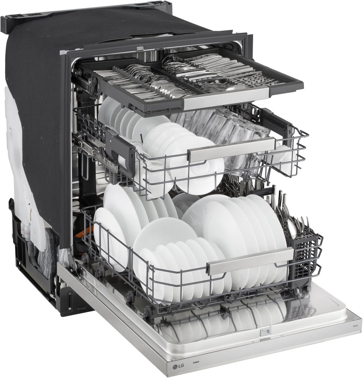 LG - FlushFit 24-in Top Control Smart Built-In Stainless Steel Tub Dishwasher with 3rd Rack, 1 Hour Wash and Dry, 42dBA - Stainless Steel