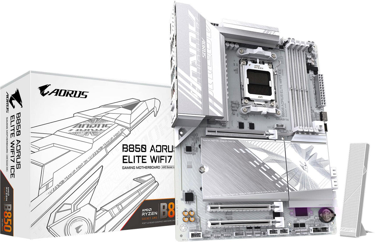 GIGABYTE - B850 AORUS ELITE WIFI7 (Socket AM5) AMD B850 ATX DDR5 Wi-Fi 7 Motherboard - White