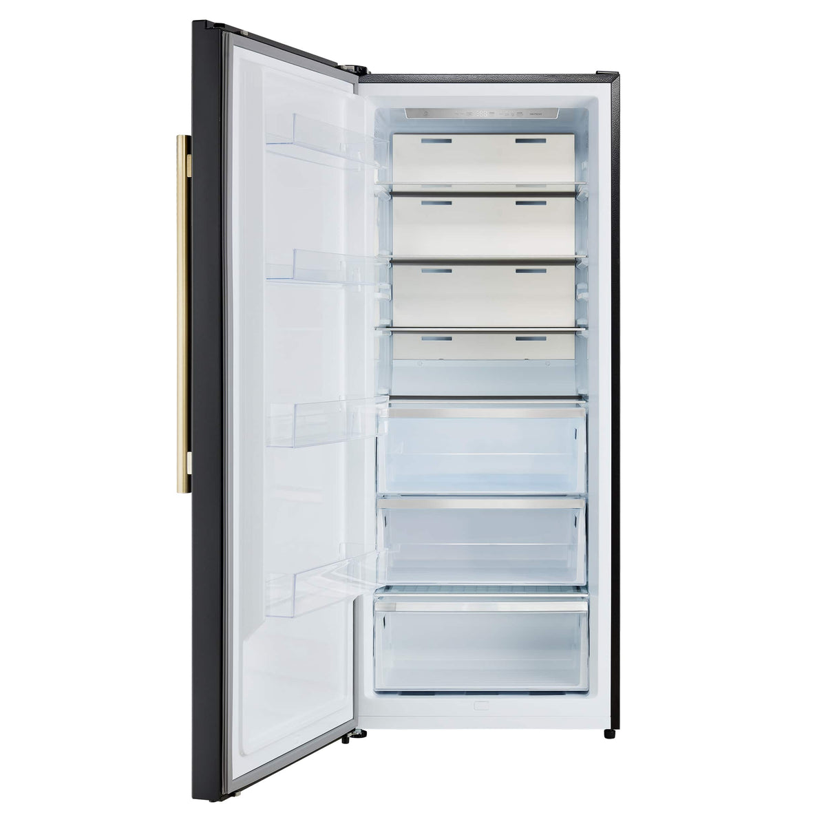 Forno Appliances - Maderno 13.6 Cu. Ft. Left Swing Upright Convertible Freezer with Antique Brass Handles - Black