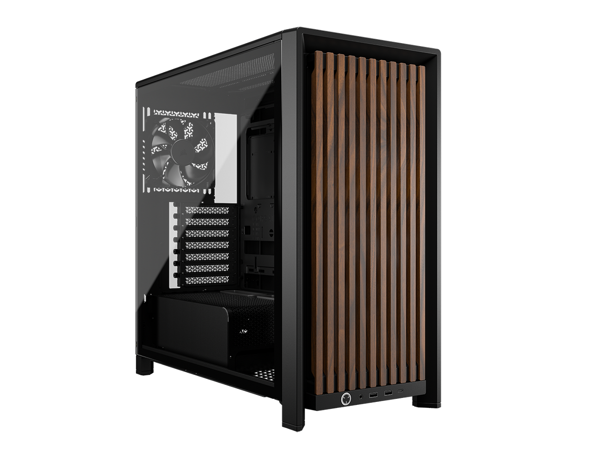 CORSAIR - FRAME 4000D WOOD RS Modular High Airflow Mid-Tower PC Case - Black & Walnut