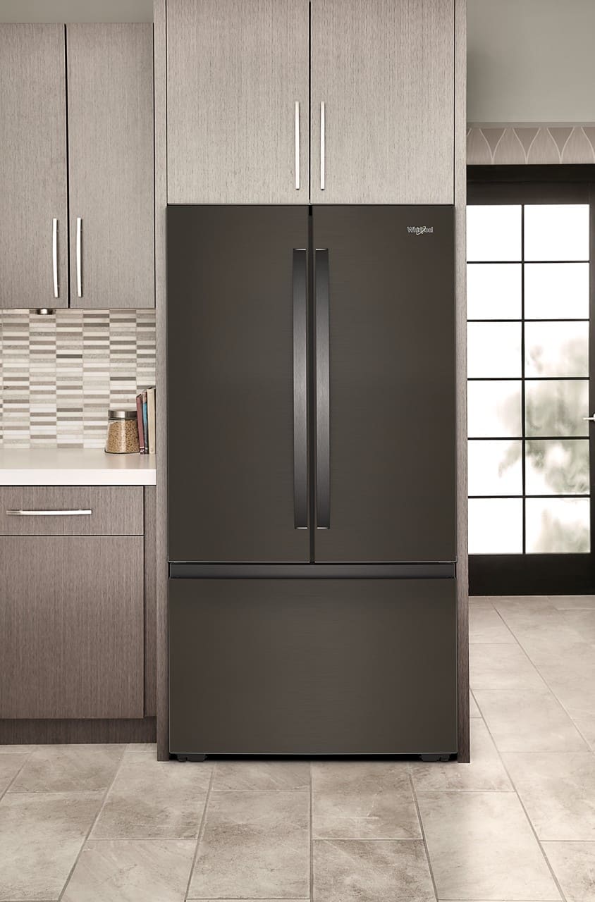 Whirlpool - 36 in. Wide 24 cu. ft. 3-Door French Door Counter Depth Refrigerator - Black Stainless Steel